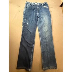 Woody's‎ Dungarees Work Pants Denim Cargo Carpenter Jeans Mens Blue 36X36.